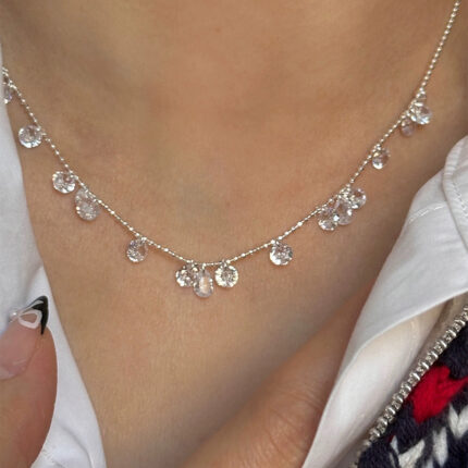 S925 Sterling Silver Teardrop-Shaped Zirconia Necklace