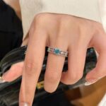 Cool-toned blue openwork zirconia ring - Image 5